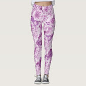 Lila Doppelblüte Blume Leggings (Vorderseite)