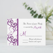 Lila Doppelherzen Weinreben mit RSVP Hochzeit (Stehend Vorderseite)