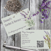 Lila Doppellavender mit QR-Code Visitenkarte