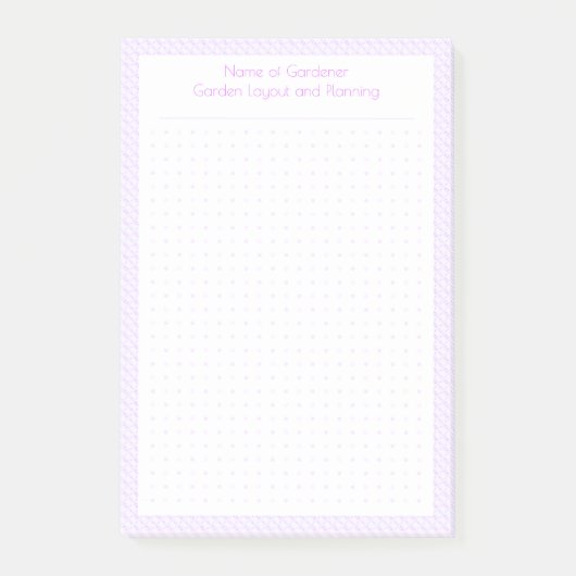 Lila Dot Grid Garden Layout Plan für benutzerdefin Post-it Klebezettel (Vorderseite)