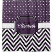 Lila Dots & Chevrons Duschvorhang (Vorderseite)