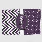 Lila Dots & Chevrons Golfhandtuch (Horizontal)