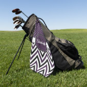 Lila Dots & Chevrons Golfhandtuch (Gras)