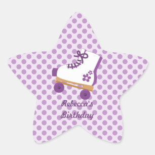 Lila Dots Roller Skate Geburtstag Star Sticker
