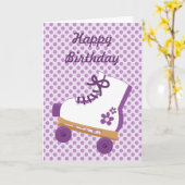 Lila Dots Roller Skate Geburtstagskarte Karte (Gelbe Blume)