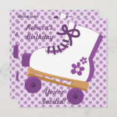 Lila Dots Roller Skate Geburtstagsparty Einladung (Vorne/Hinten)