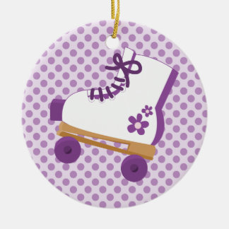 Lila Dots Roller Skate Geburtstagsschmuck Keramikornament