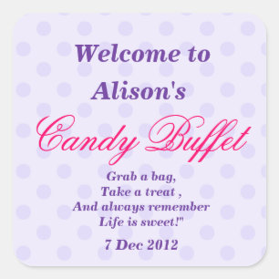 Lila Dotty Candy Buffet Party Sticker