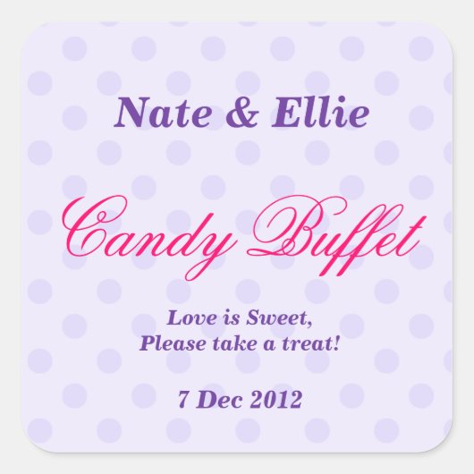 Lila Dotty Candy Buffet Sticker (Vorderseite)