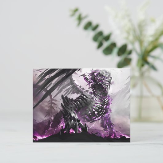 Lila Drache 5 Postkarte | Fantasy Art Gruß (Stehend Vorderseite)