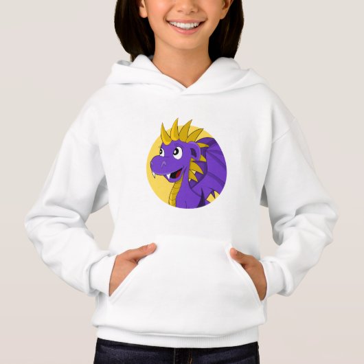Lila Drache Cartoon Hoodie (Vorderseite)