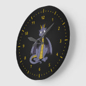 Lila Drache Cartoon Wall Clock Große Wanduhr (Winkel)