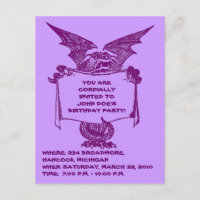 LILA DRACHE, DER PARTY INVITATION-CUSTOMIZE HÄLT