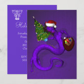 Lila Drache Einladung (Vorne/Hinten)