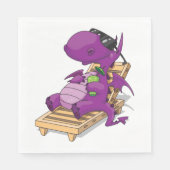 Lila Drache entspannt auf Liegestuhl Serviette (Vorderseite)