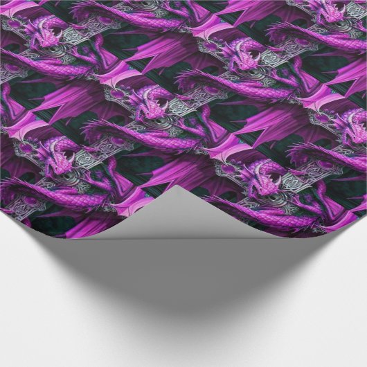 Lila Drache Geschenkpapier (Ecke)