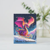 Lila Drache in den Schlitten Weihnachten frohe Wei (Stehend Vorderseite)
