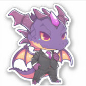 Lila Drache in einem Anzug Aufkleber (Vorderseite)