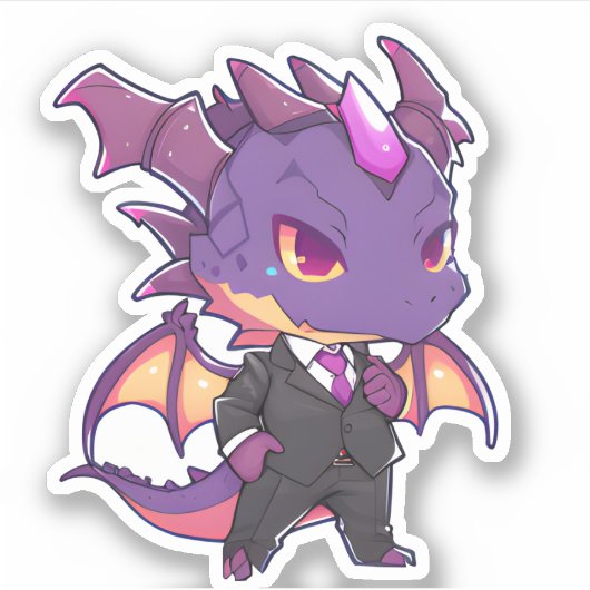 Lila Drache in einem Anzug Aufkleber (Vorderseite)