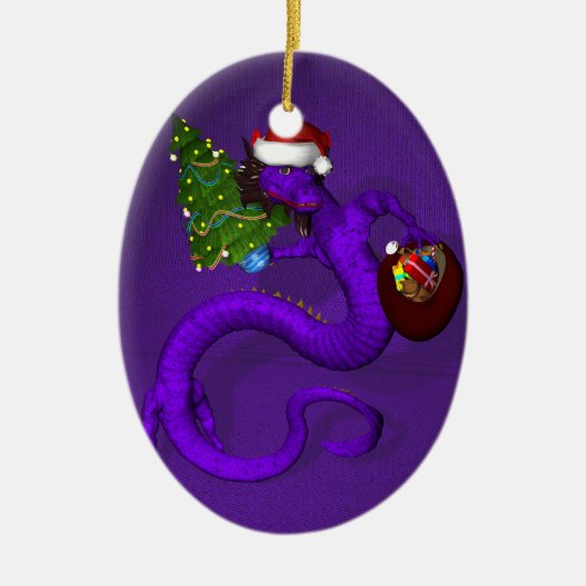 Lila Drache Keramik Ornament (Vorne)
