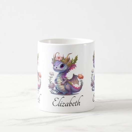 Lila Drache mit eleganter Krone Kaffeetasse (Mittel)
