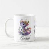 Lila Drache mit eleganter Krone Kaffeetasse (Links)