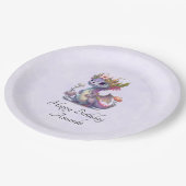 Lila Drache mit eleganter Krone Pappteller (Schrägansicht)