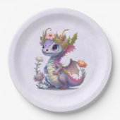 Lila Drache mit eleganter Krone Pappteller (Vorderseite)
