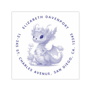 Lila Drache mit eleganter Krone Permastempel