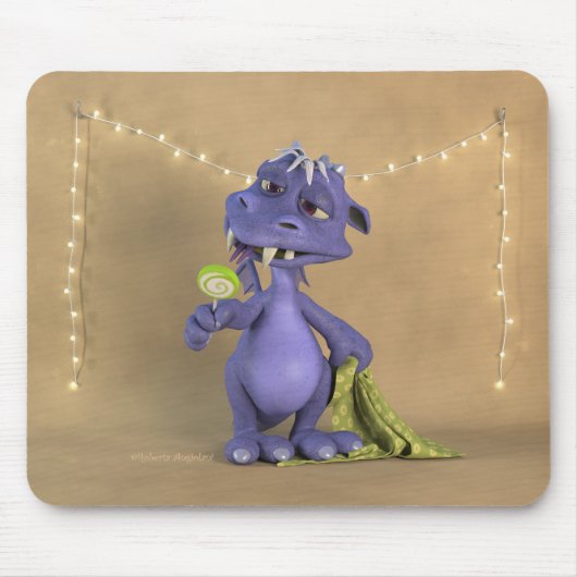 Lila Drache mit Lutscher Mousepad (Vorne)