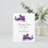Lila Drache Save the Date Postkarte (Stehend Vorderseite)