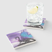 Lila Drache Steinuntersetzer (Seitenansicht)