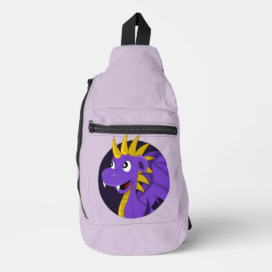 Lila Drachen Cartoon Crossbody Bag