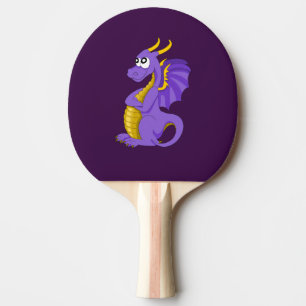 Lila Drachen Cartoon Tischtennis Schläger