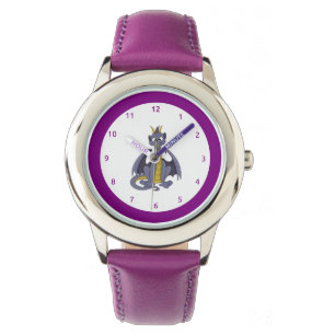 Lila Drachen Cartoon Uhr