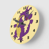 Lila Drachen-Design Runde Wanduhr (Winkel)