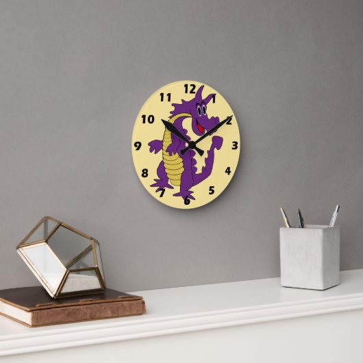 Lila Drachen-Design Runde Wanduhr (Büro)