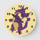 Lila Drachen-Design Runde Wanduhr (Vorderseite)