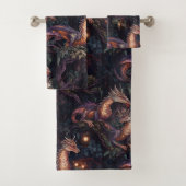 Lila Drachen in Bäumen Badhandtuch Set (Insitu)