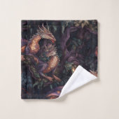 Lila Drachen in Bäumen Badhandtuch Set (Waschlappen)