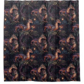 Lila Drachen in Bäumen Duschvorhang (Vorderseite)