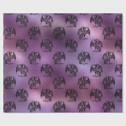 Lila Drachendesign Geschenkpapier (Flach)