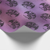 Lila Drachendesign Geschenkpapier (Ecke)