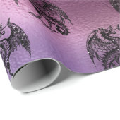 Lila Drachendesign Geschenkpapier (Rolleneckpunkt)
