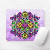 Lila Drachenfliege Mandala Handgezeichnete Kunst Mousepad (Mit Mouse)