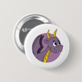 Lila Drachenkartoonale Button (Vorne & Hinten)