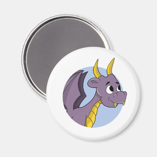 Lila Drachenkartoonale Magnet (Vorderseite/Rückseite)