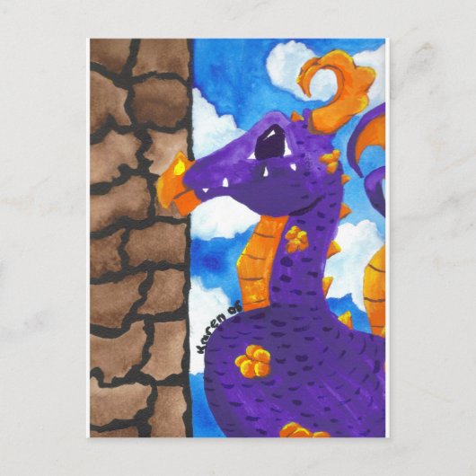 Lila Drachenpostkarte Postkarte (Vorderseite)
