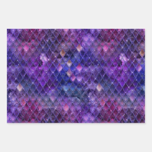 Lila Drachenskala Geschenkpapier Set (Vorderseite 2)