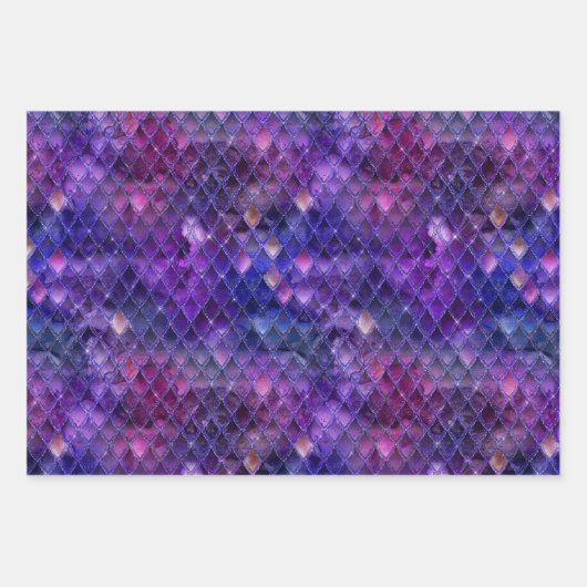 Lila Drachenskala Geschenkpapier Set (Vorderseite)